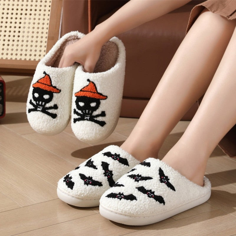 Cute Ghost Plush Halloween Slippers Comfy Warm Slip On for Women Men4