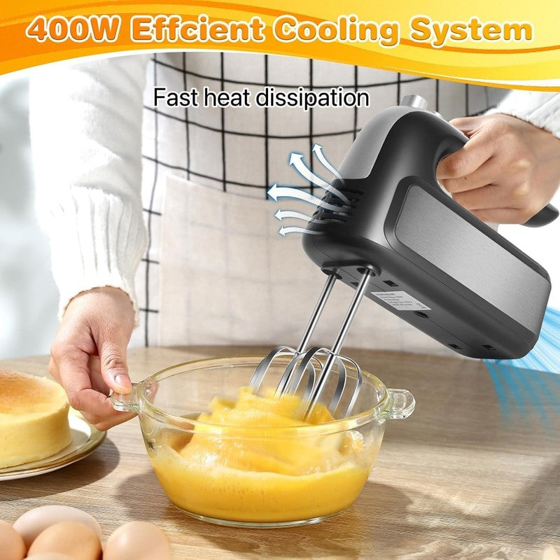 5 Speed 400W Hand Mixer Electric Handheld   Ultra Powerful Handheld Mixer with T6