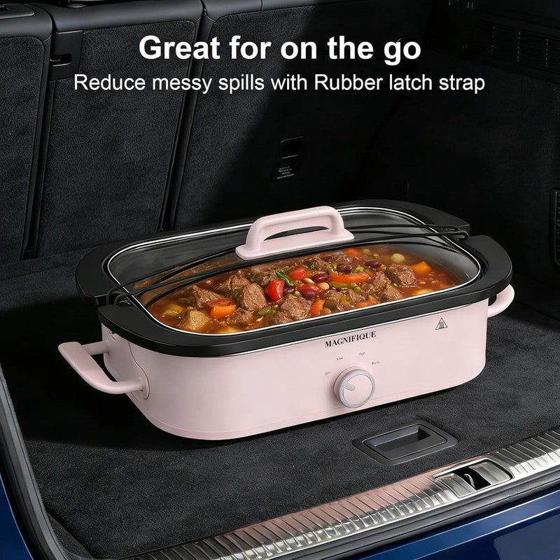 4QT Slow Cooker w/ Ceramic Nonstick Dish Temp Control Glass Lid4