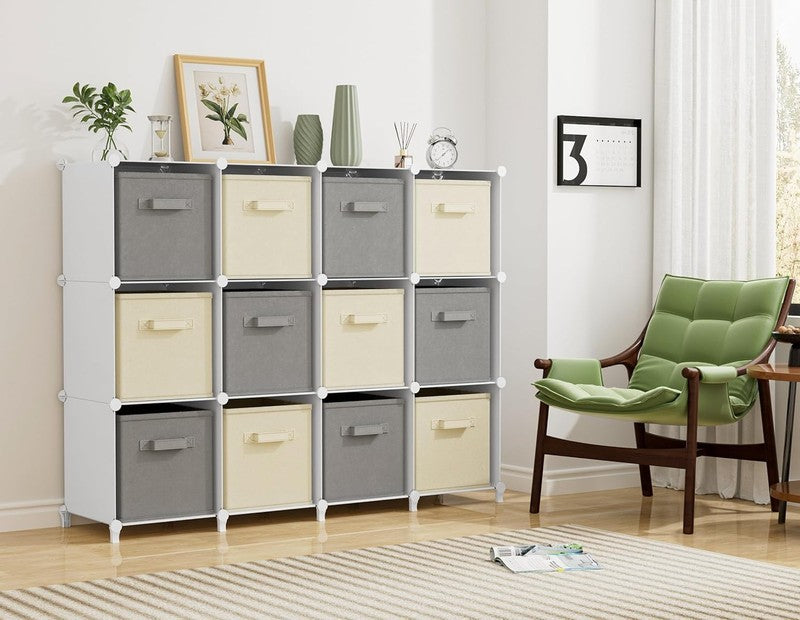 12 Cube Closet Organizer, Portable Cube Storage Shelves for Clothes, White4