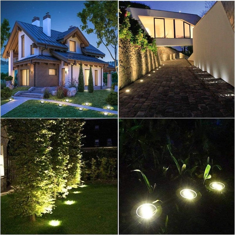 12 Pack Solar Ground Lights   Waterproof LED Landscape Lighting for Outdoors5