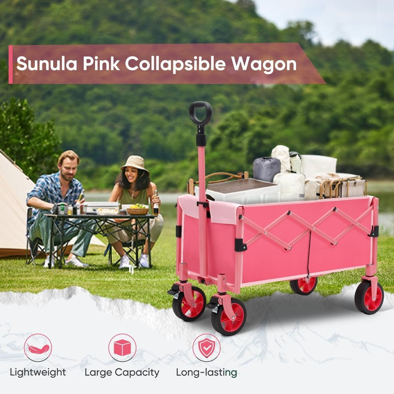 330LBS Foldable Wagon Cart w/ Brake Wheels, Heavy Duty, Black, 1Yr Warranty1