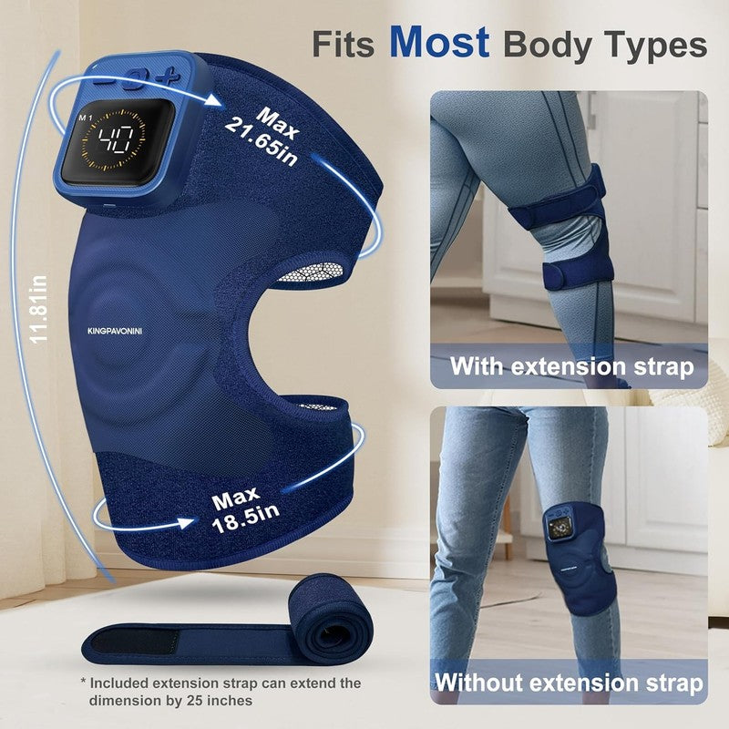 Cordless Knee Massager w/ Heat Vibration 4 Motors 6 Modes Pain Relief Blue6