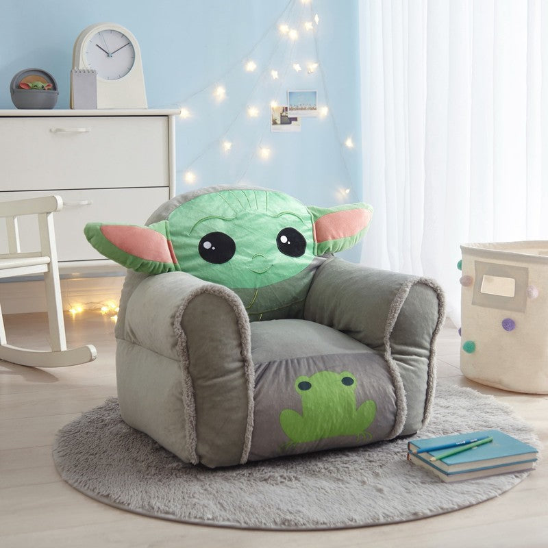 Star Wars the Mandolorian Baby Yoda Figural Kids Bean Chair, Grey1