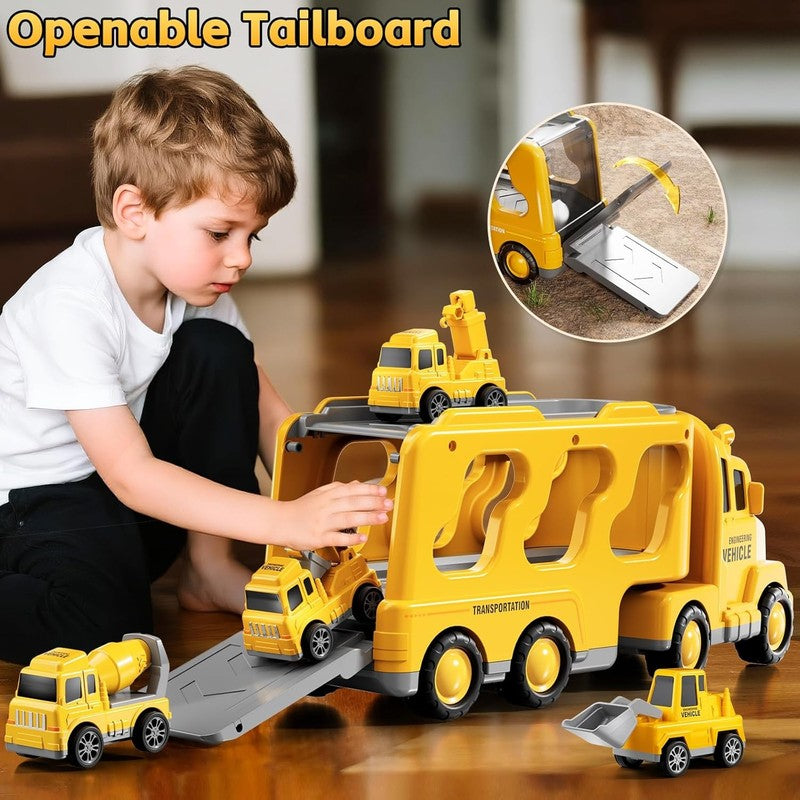 Construction Trucks Toys for 2 3 4 5 Years Old Boys   5 In 1 Carrier Transport V1
