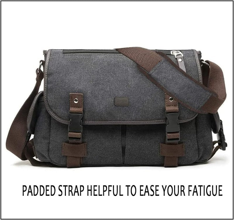 Vintage Canvas Bag Laptop Shoulder Bag Men Women Black XL 13 15.6 17 Inch3