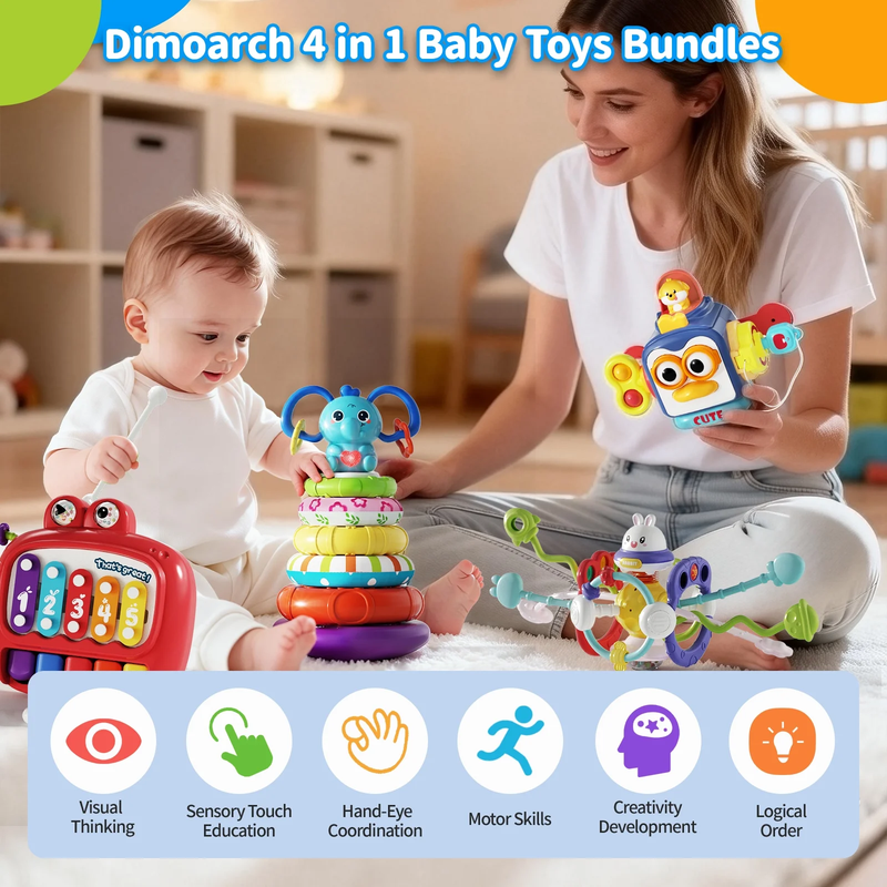 4 in 1 Baby Toys 6 12 Months Boys Girls, Montessori Babies Toy, Infant Toys Suit1