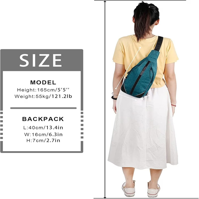 Unisex anti Theft Travel Hiking Walking Sling Cross Body Shoulder Chest Bag,Teal2