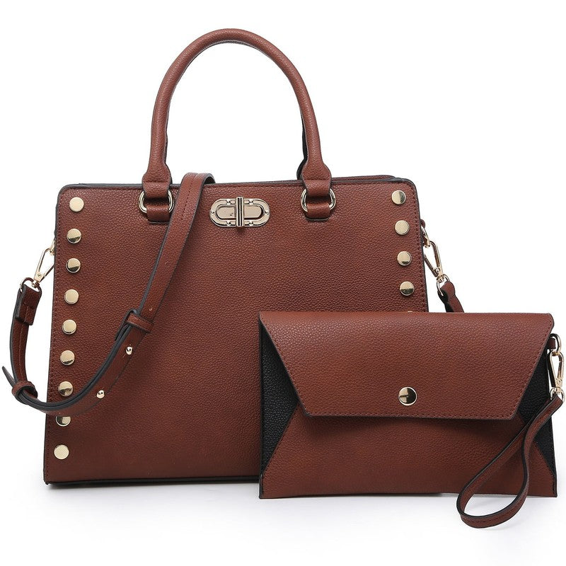 Women Satchel Handbag Shoulder Tote Work Bag with Matching Wallet5