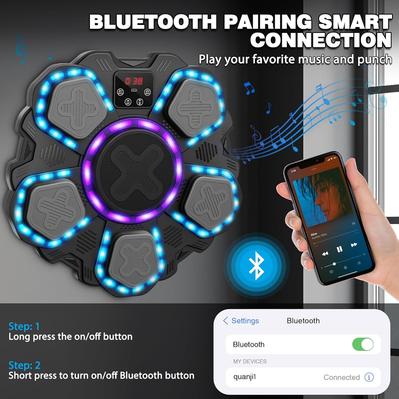 Music Boxing Machine Bluetooth Punching Target Wall Mount w/ Gloves Kids4