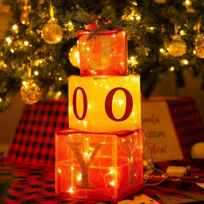 Set of 3 Christmas Lighted Gift Boxes 60 LED Pre-Lit Indoor Outdoor Decor6