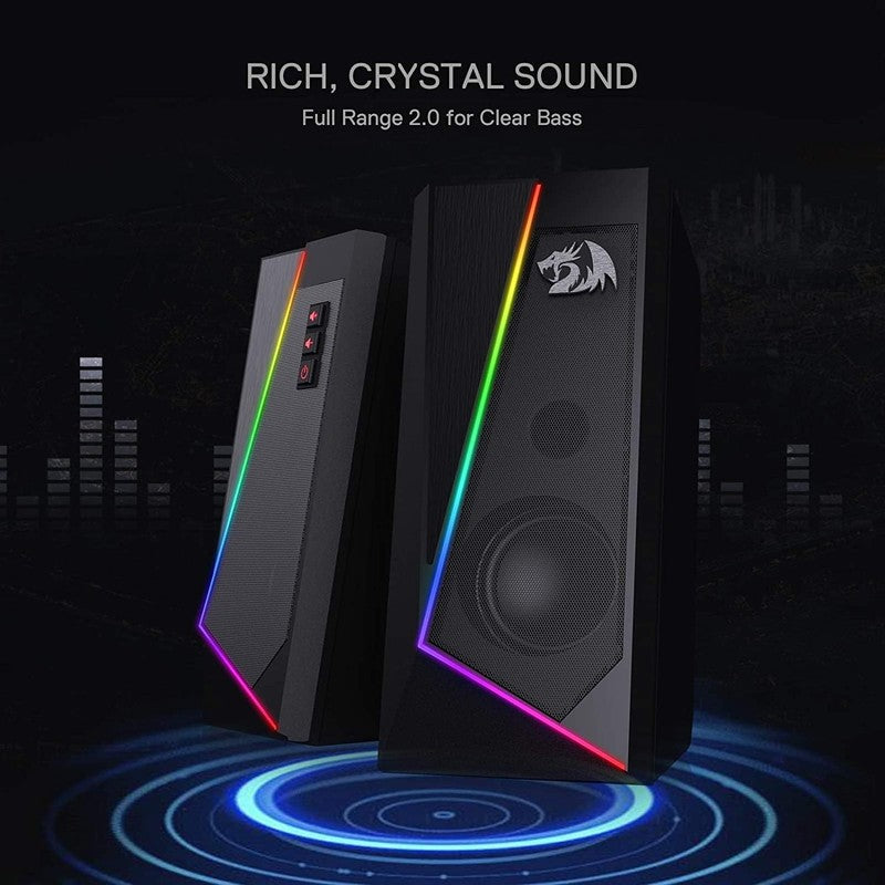 GS520 RGB Desktop Speakers 2.0 USB PC Stereo LED 6 Modes 3.5mm3
