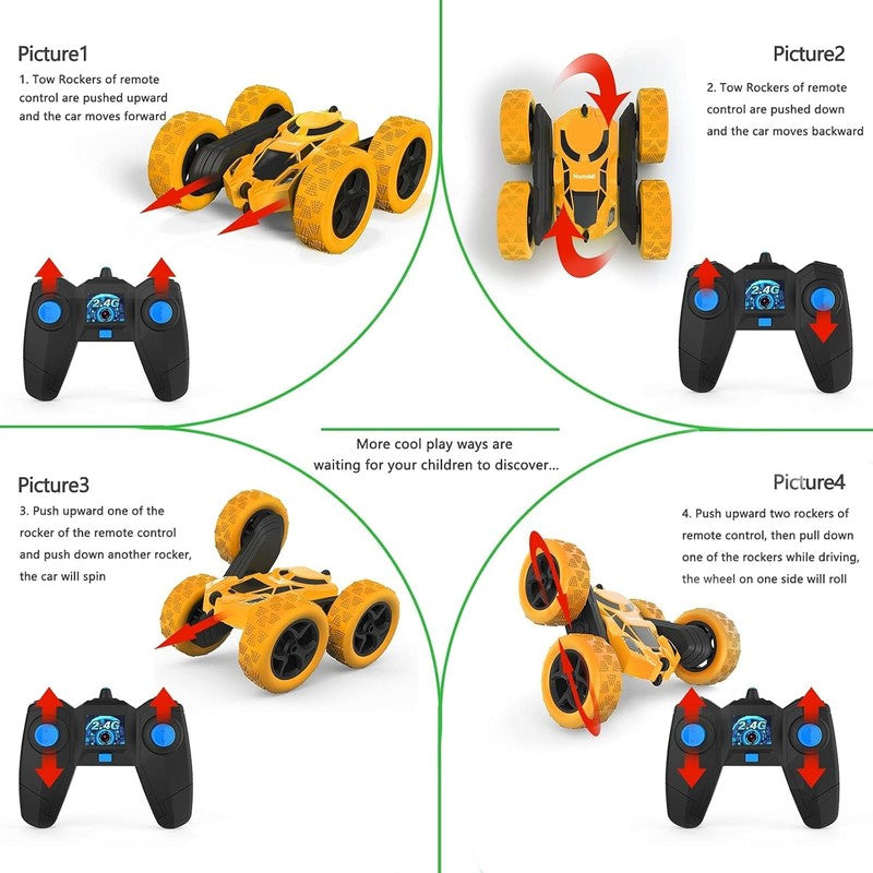 Remote Control Stunt Car for Kids, 360° Rotating Double-Sided RC Toy Vehicle wit3