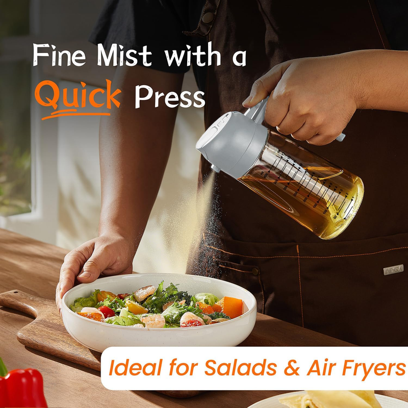 16oz Glass Olive Oil Sprayer 2 in 1 Dispenser Bottle Air Fryer BBQ Ash1