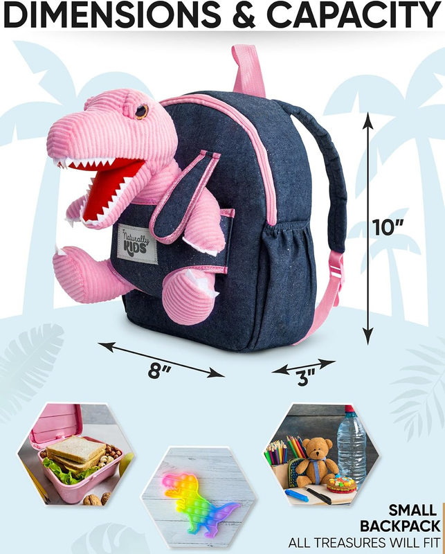 Pink Dinosaur Toddler Backpack Plush Toy Gift for Girls Ages 2 51