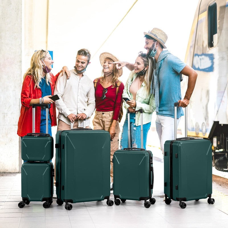 5 Piece Luggage Set with 8 Packing Cubes, Hard Shell Suitcase Set with Spinner W10