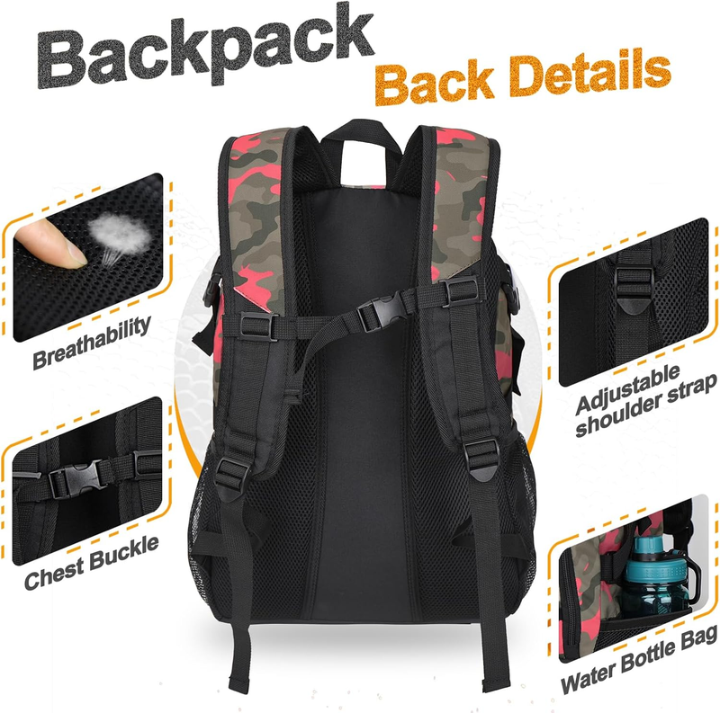 Soccer Basketball Backpack w/ Ball & Shoe Compartment Sports Travel Bag4