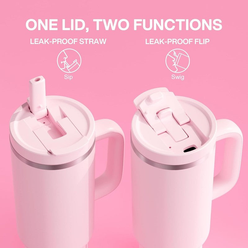 Cotton Candy 40 Oz Stainless Steel Tumbler with Handle & Straw   24H Insulation2