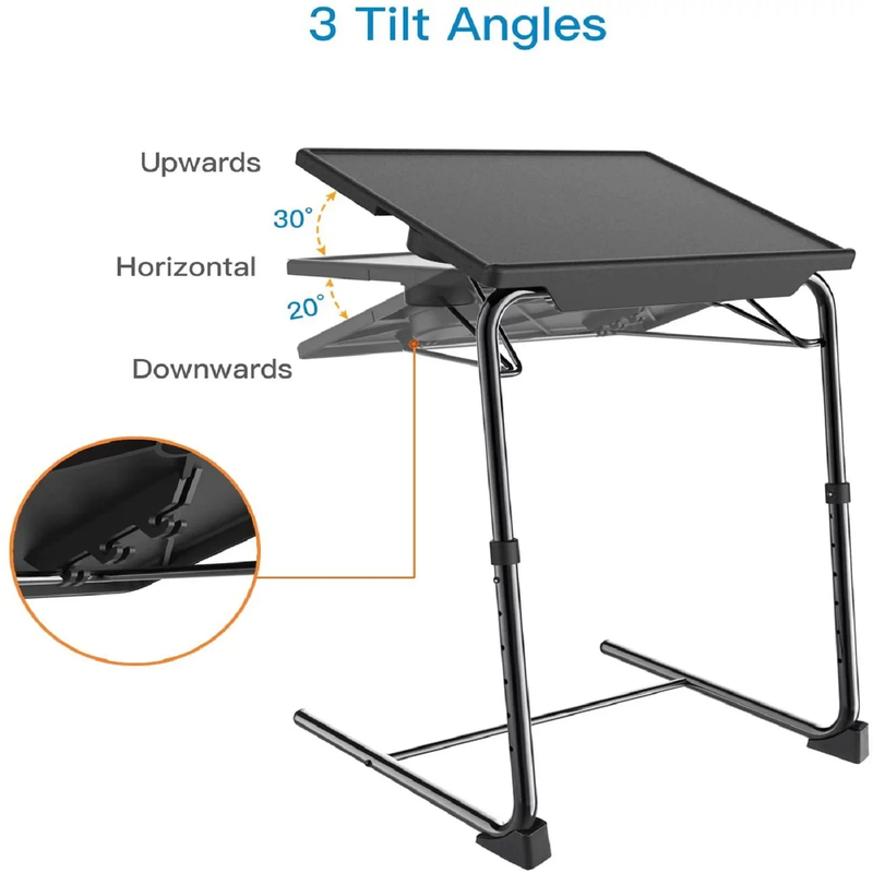 Portable TV Tray Table 6 Heights 3 Tilt Angles Sofa Desk Home Office Black1