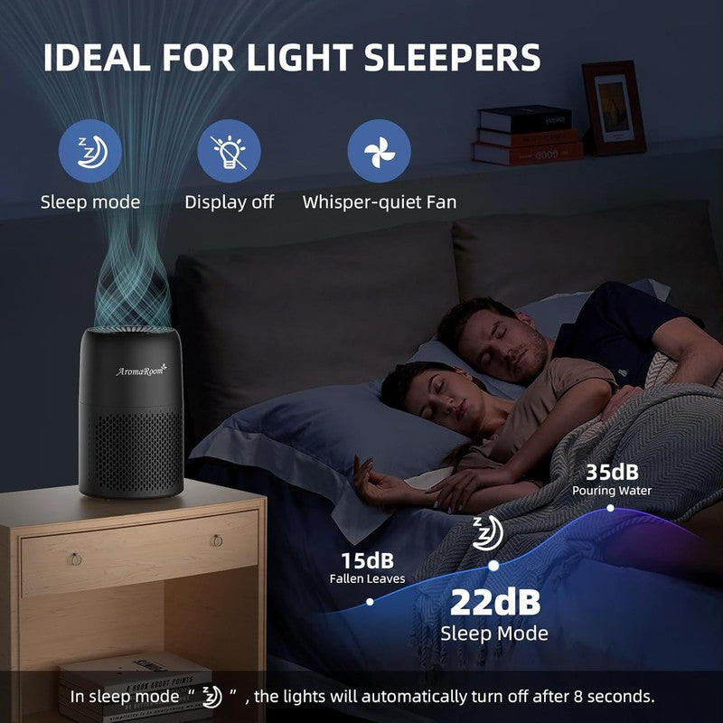 Aromaroom Air Purifier AP100 B Black HEPA13 Quiet 22dB for Pets Smoke Dust4