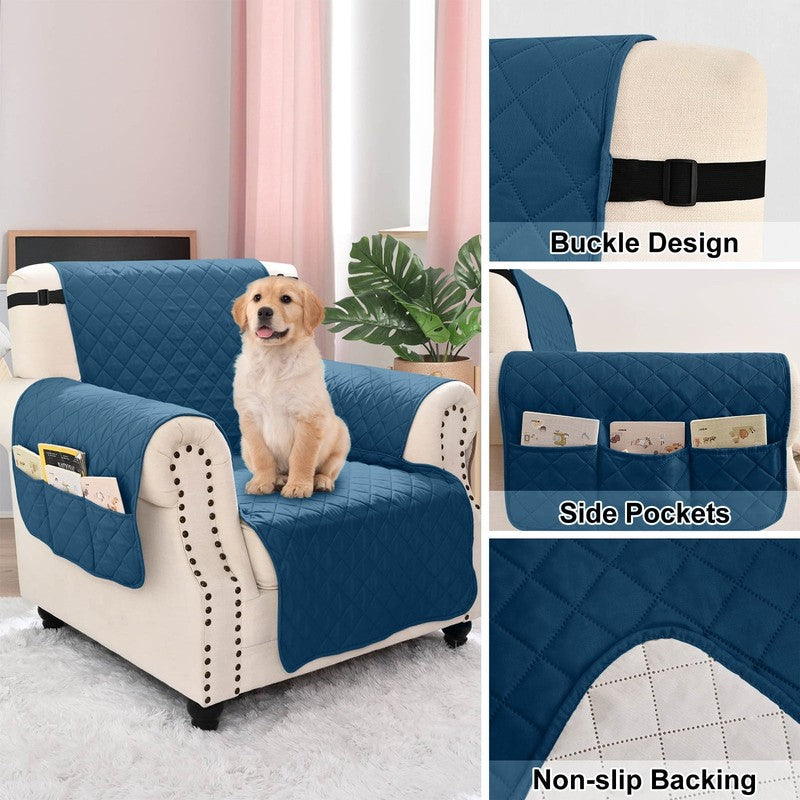 Reversible Recliner Chair Cover Blue Green 25" Washable Slipcover for Pets/Kids3