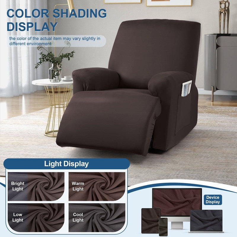 Recliner Chair Slipcover Stretch Cover with Pockets Furniture Protector, Coffee8