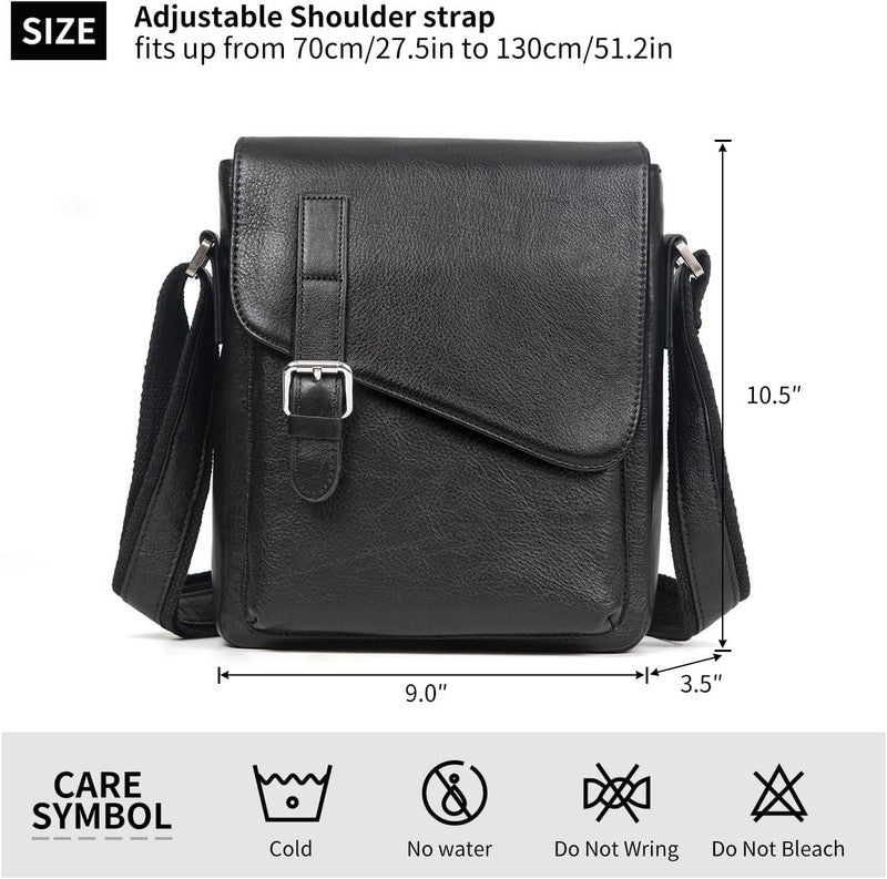 Men's Leather Messenger Crossbody Bag Vintage Waterproof Anti-Theft Casual3