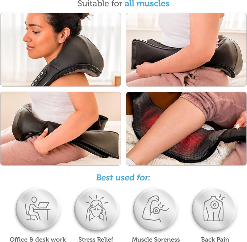 Shiatsu Neck Shoulder Massager w/ Heat Deep Kneading Back Massage Pillow7