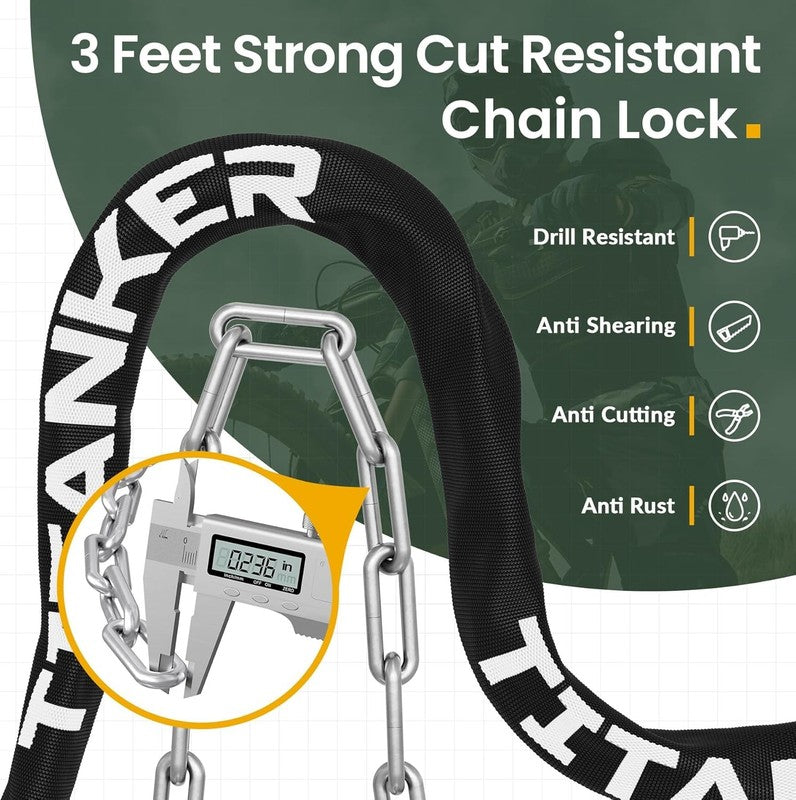 Heavy Duty Bike Chain Lock 3ft 6mm Anti-Theft w/ Keys for Bikes, Gates, More1