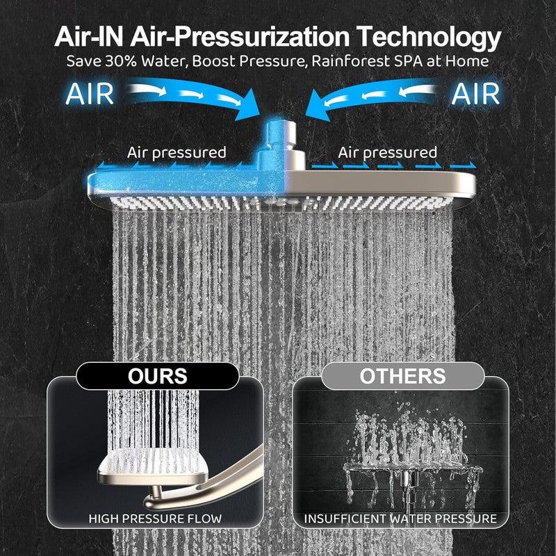 High Pressure Rain & Handheld Shower Head Combo w/ Magnetic Docking & Jets2