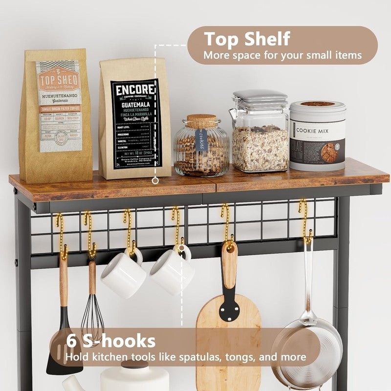 Kitchen Bakers Rack with Power Outlet, Microwave Oven Stand with Storage 4 Tiers5