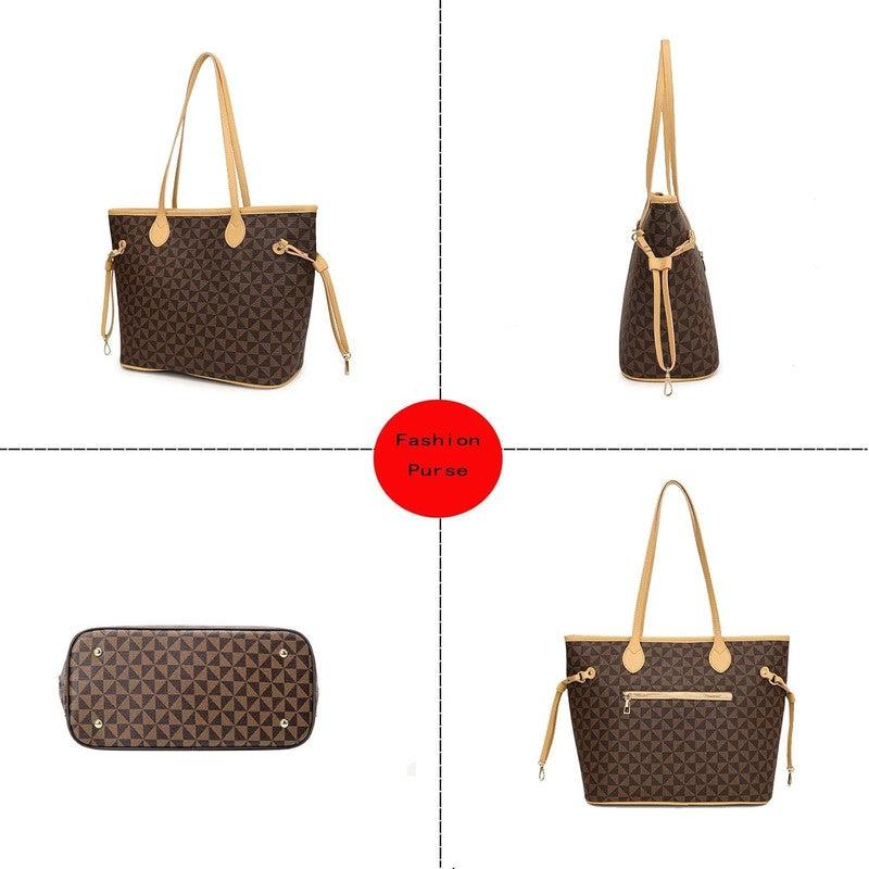 Women PU Leather Tote Bag 2PCS Fashion Hobo Shoulder Bags w/ Coin Purses3