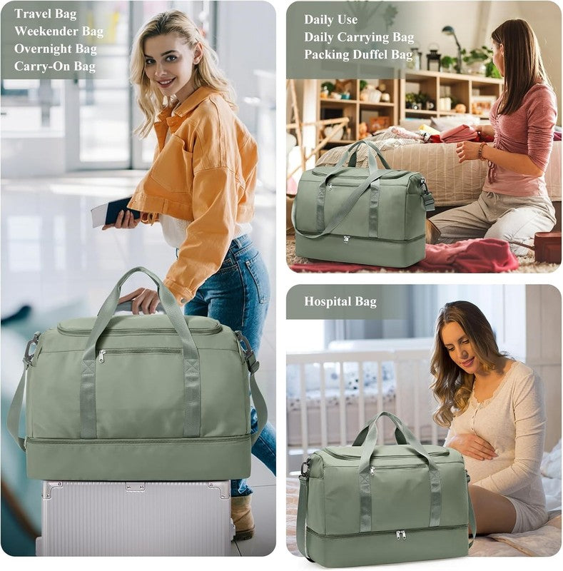Extra Large Travel Duffle Bag,Carry on Overnight Weekend Bag with Shoes Compartm6