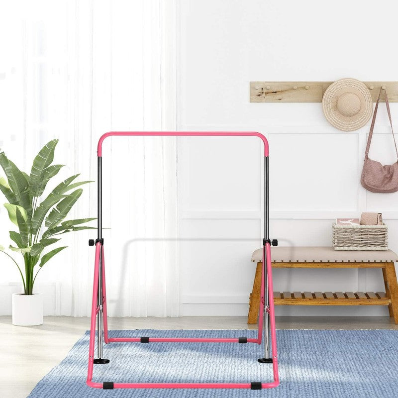 Kids Gymnastics Bar w/ Mat Foldable Adjustable Horizontal Gymnastics Equipment7