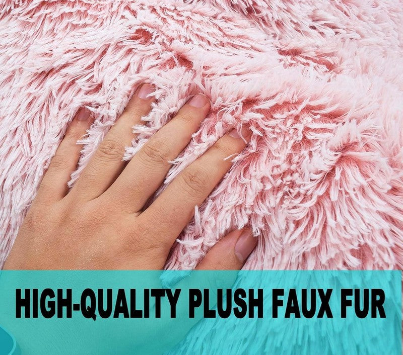 Fluffy Bean Bag Chair for Kids 2.5FT Memory Foam Faux Fur Pink5