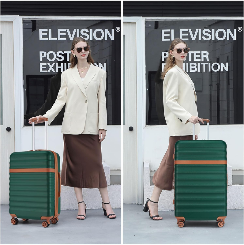 28 Inch Expandable Hardside Luggage ABS PC TSA Lock Checked Suitcase Green1