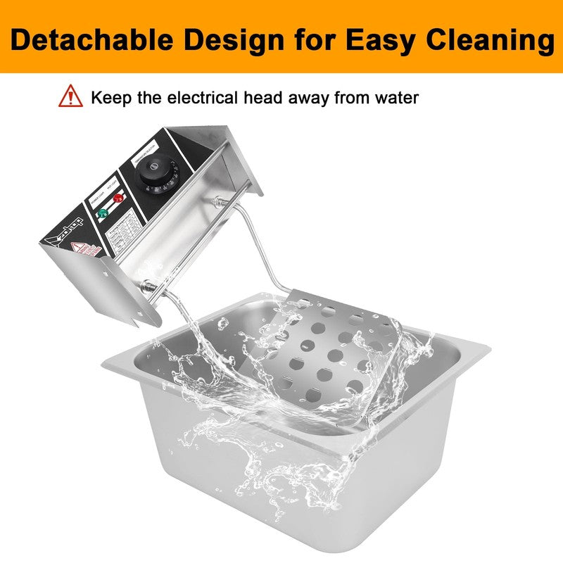 6L 2500W Electric Deep Fryer Commercial Tabletop Restaurant Frying Basket,Silver4