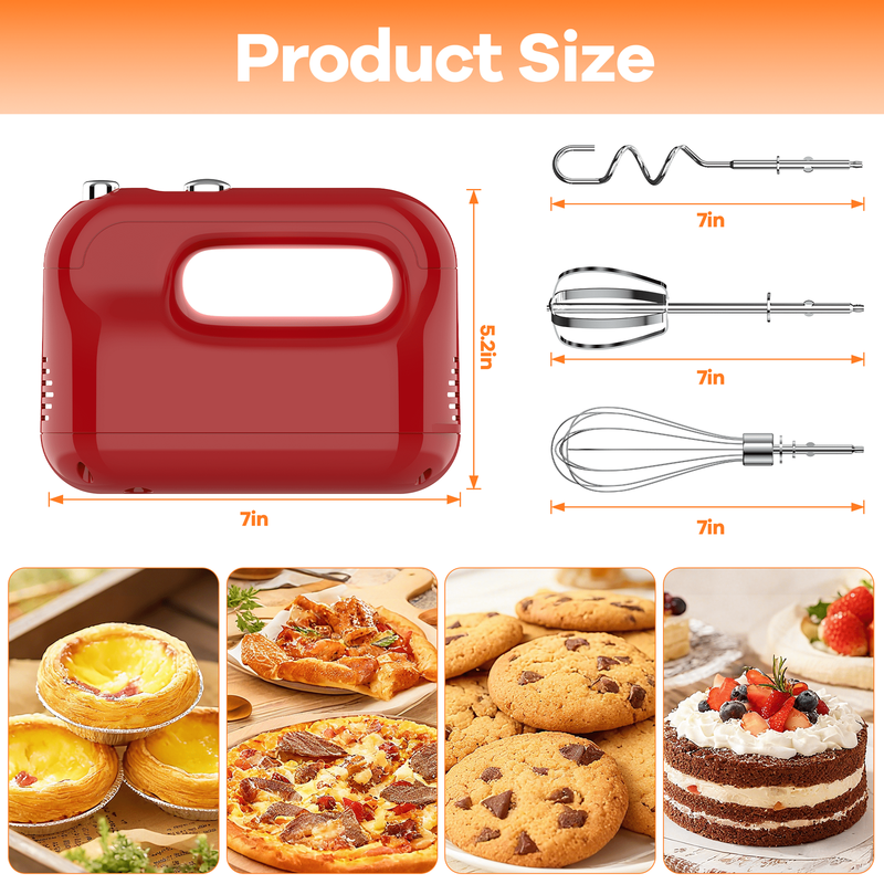 Electric Hand Mixer,5-Speed with Stainless Steel Beaters & Dough Hooks1