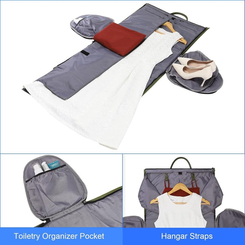 Womens 2in1 Garment Duffle Bag Green Waterproof Hanging Suit Travel Carry2