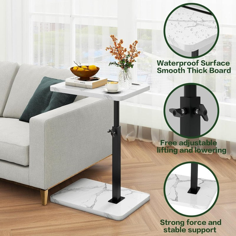 C-Shaped 360° Swivel Adjustable Side Table White & Black Sofa/Bed7