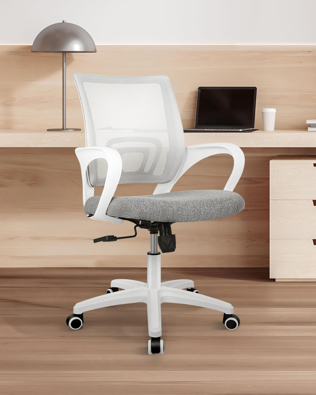 Mesh Office Desk Chair Ergonomic Mid Back Lumbar Support Swivel Grey7