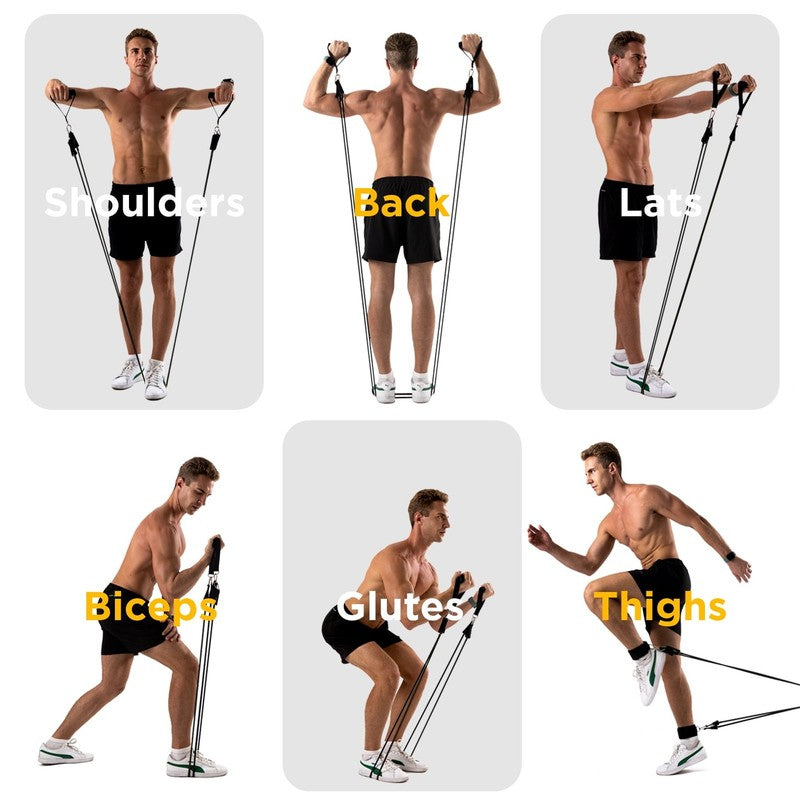 150 lb Resistance Bands Set with Door Anchor & Handles for Home Gym Fitness5