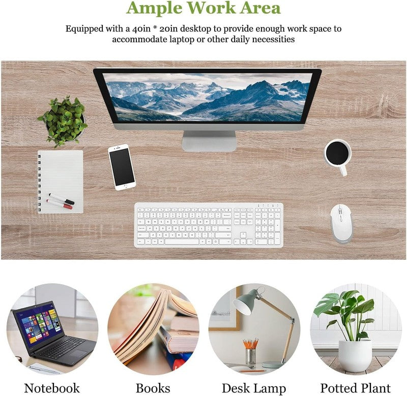 39 Inch Computer Desk,Sturdy Laptop Table for Home Office for Adults, Nature4