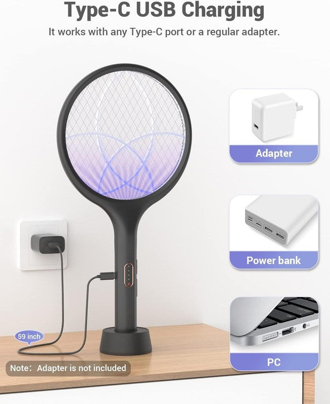 4000V Electric Fly Swatter & Bug Zapper   Rechargeable Mosquito Killer Racket6