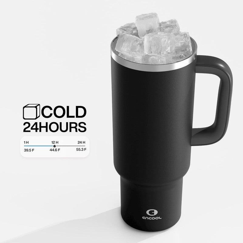 40 Oz Stainless Steel Tumbler with Handle & Straw   24H Cold, BPA Free Black5