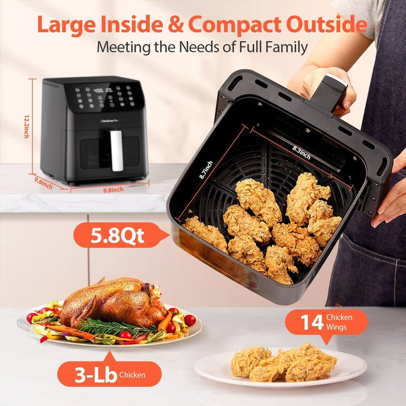 5.8QT Large Digital Air Fryer | 12 in 1, Clear Window, Flavor Lock, 40+ Recipes1