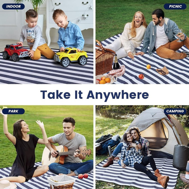 80”X 80” Picnic Blanket Extra Large, Waterproof and Foldable Beach Blanket, 3-La7