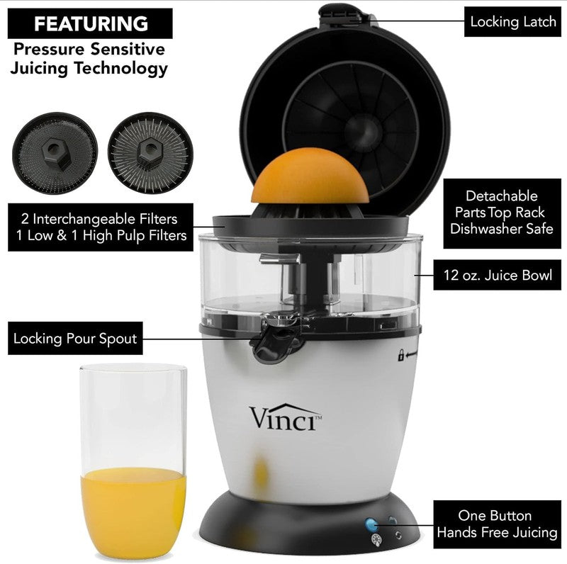 Electric Citrus Juicer – 1 Button Orange, Lemon & Lime Squeezer, Easy Clean,4