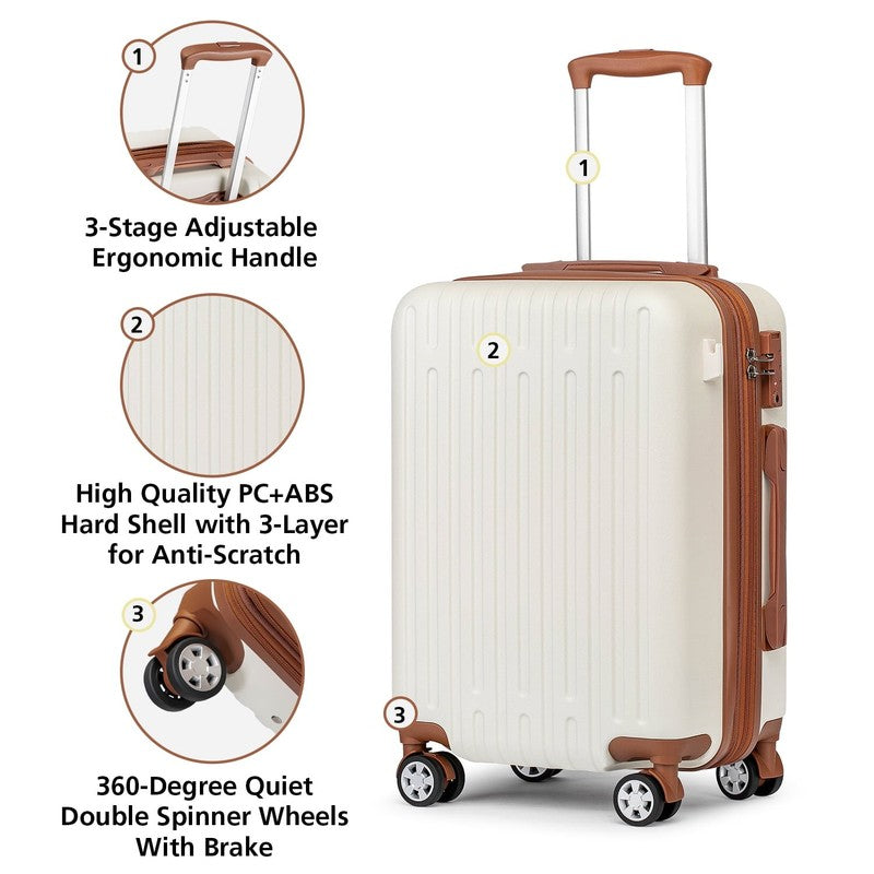 3PCS 20" Carry On Luggage Set TSA Lock Spinner Wheels Travel Suitcases7