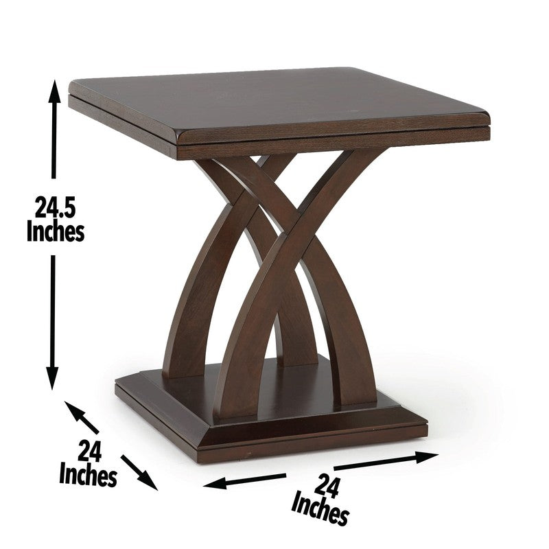 Jocelyn Square End Table, Espresso Cherry Wood6